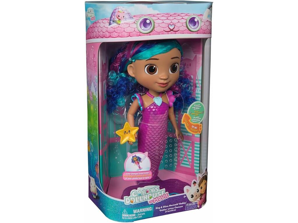 La Maison de poupées de Gabby Poupée Gabby Sirena Canta y Brilla de 30 cm