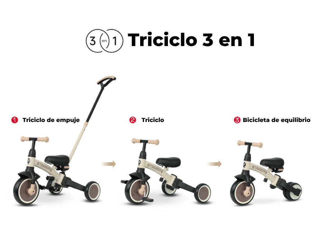 Triciclo y Bicicleta Stager 3 en 1 Beige