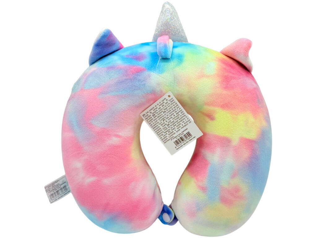 Oreiller de voyage pour le cou Unicorn multicolore 27 x 27 cm