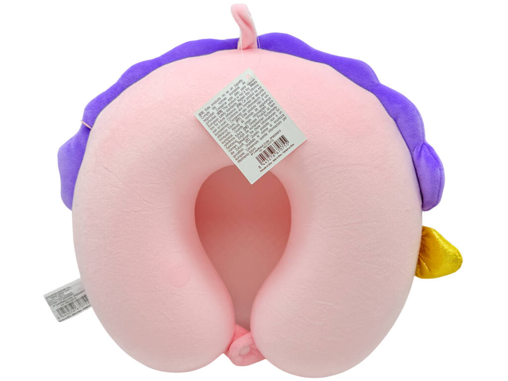 Oreiller de voyage pour le cou Licorne rose 27 x 27 cm
