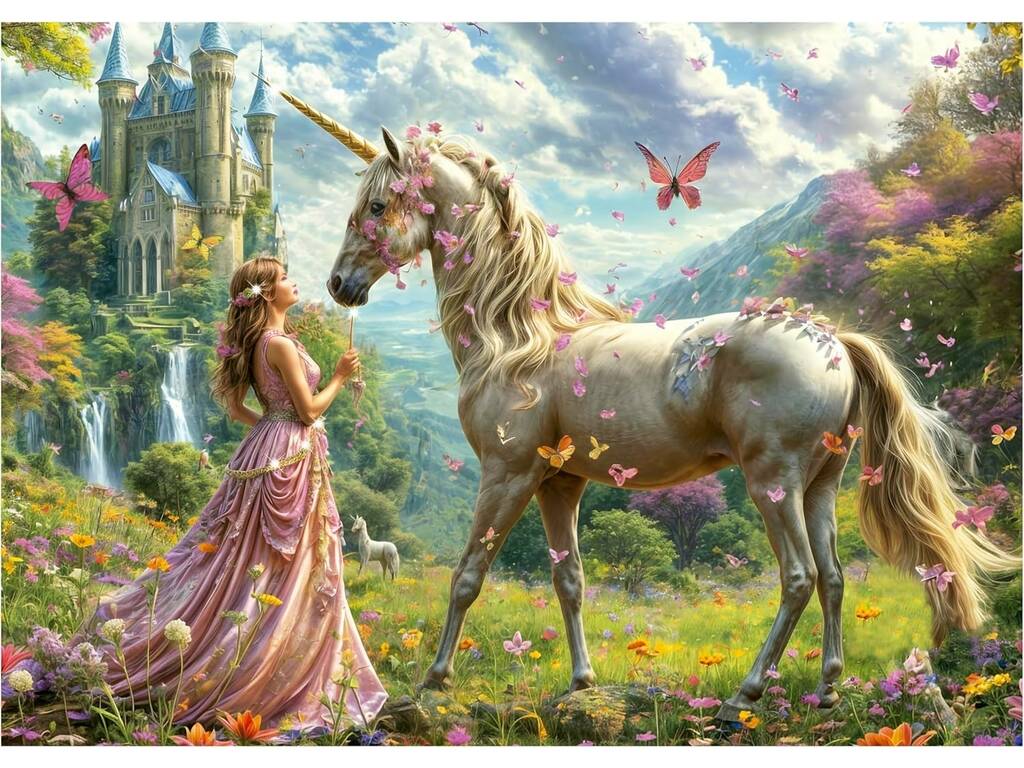 Puzzle 500 Fées, licornes et papillons