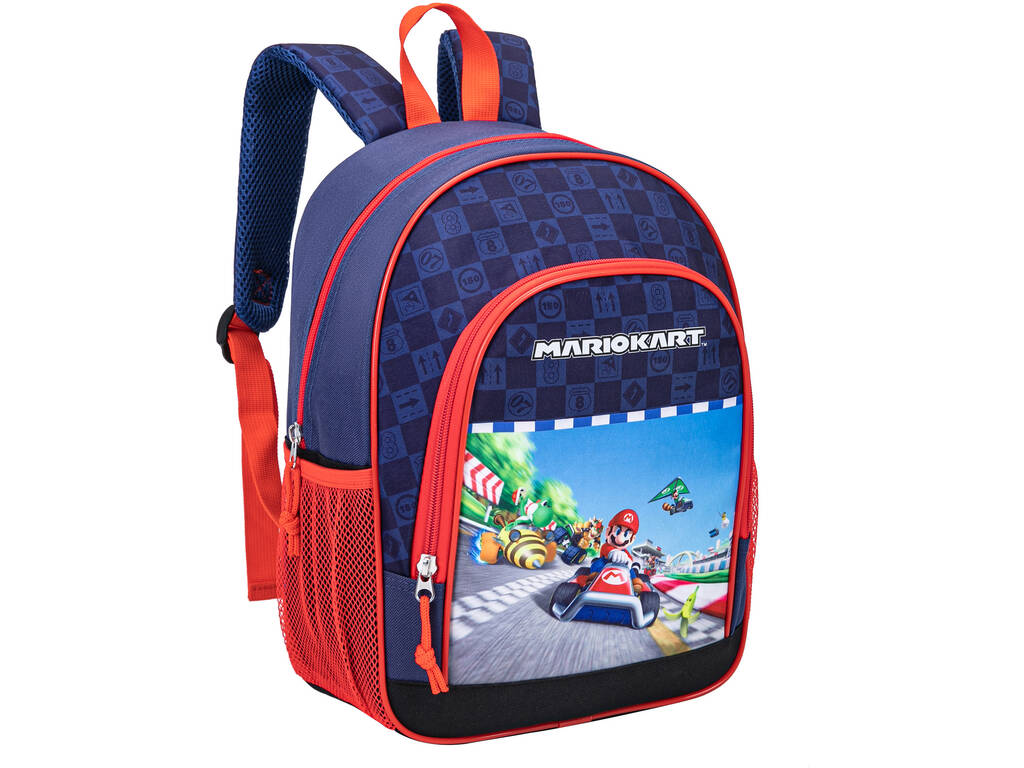 MarioKart Mochila Escolar com Bolsos de 37x27x17 cm