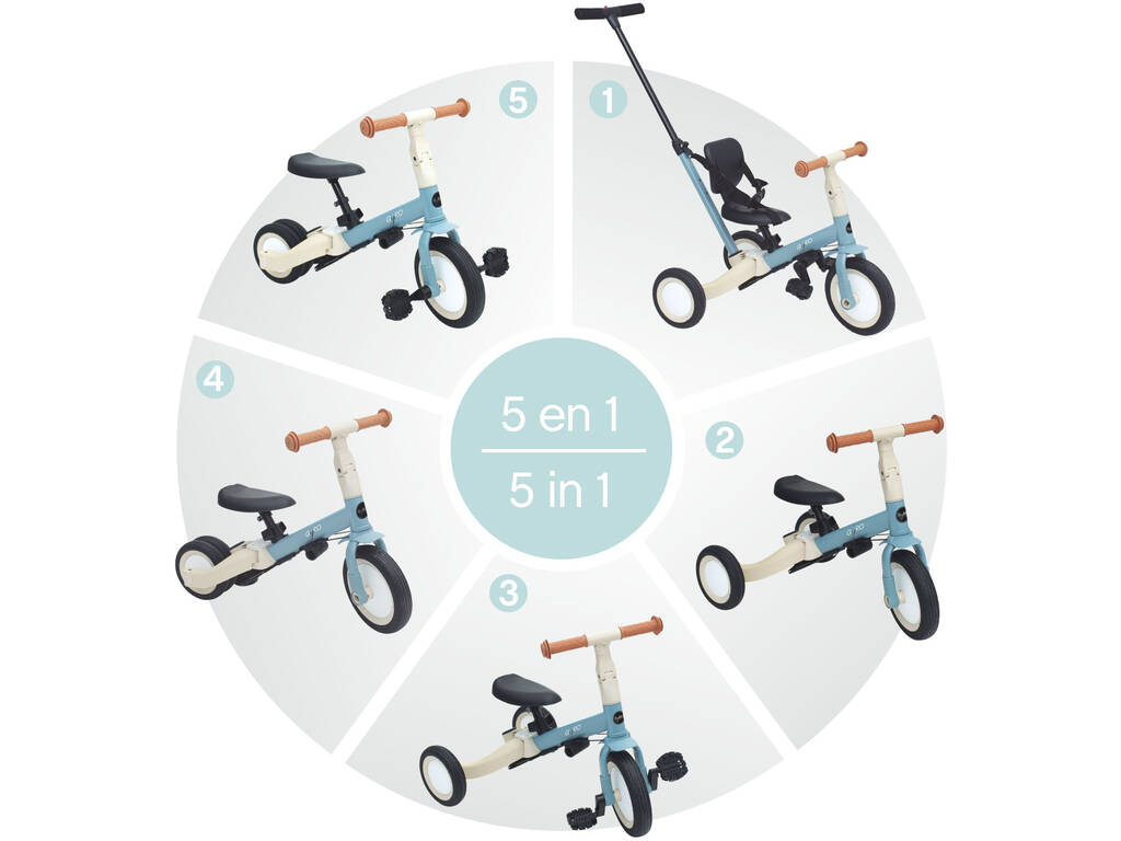Tricycle multifonction Gyro 5 en 1 Couleur bleue