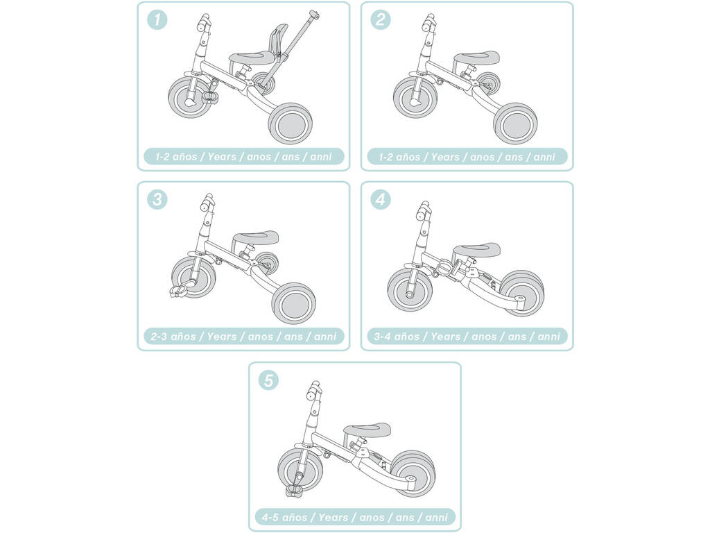 Tricycle multifonction Gyro 5 en 1 Couleur bleue