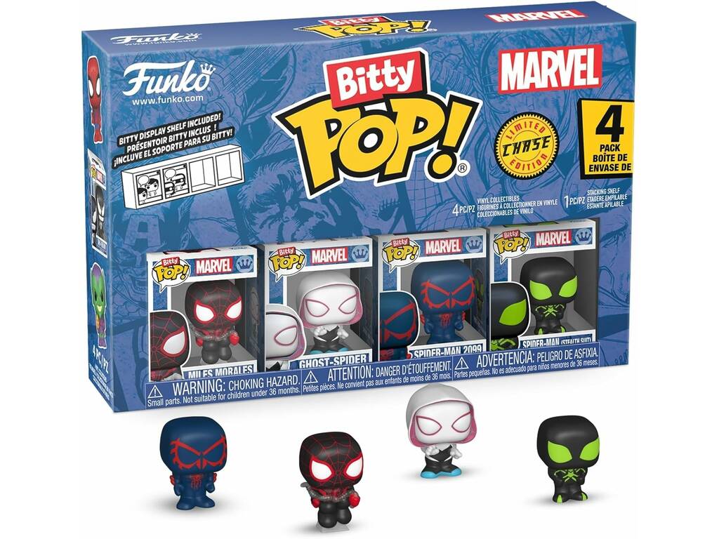 Funko Bitty Pop Marvel Spiderman Pack 4 con Miles Morales