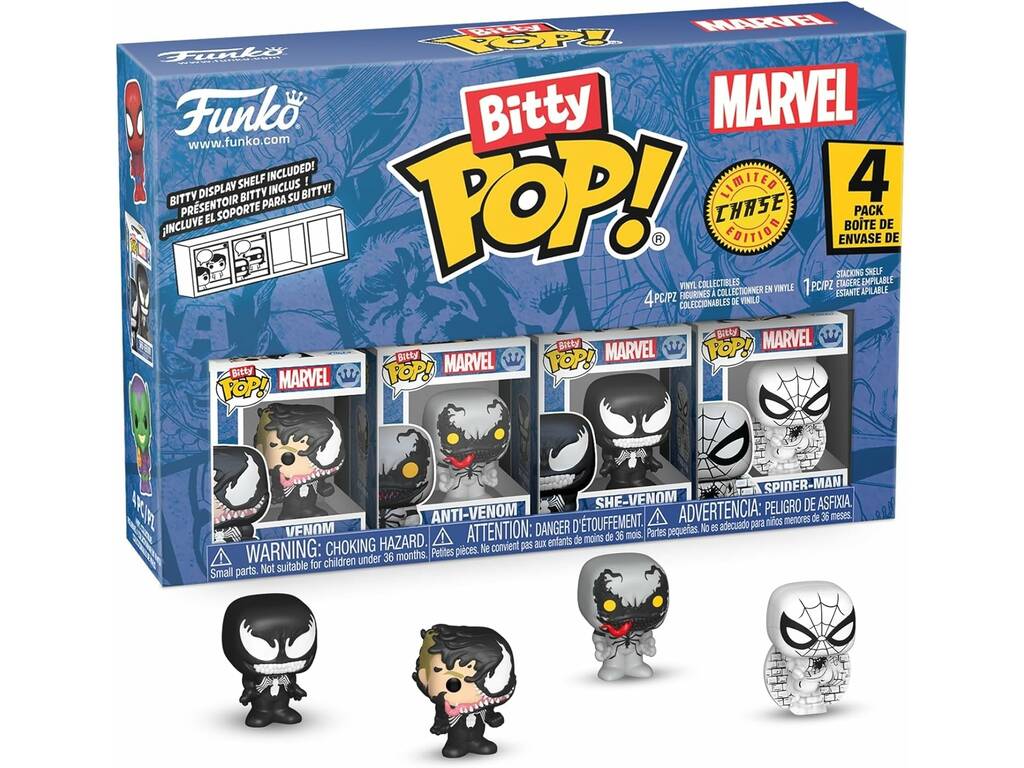 Funko Bitty Pop Marvel Spiderman Pack 4 con Venom