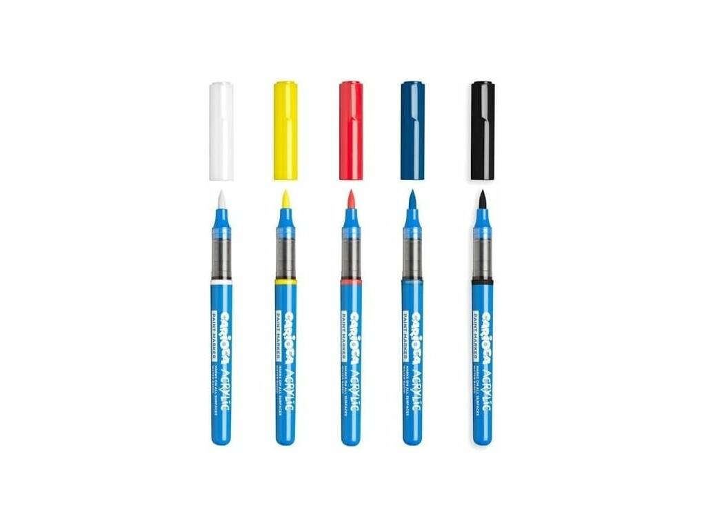Carioca Acrylic Paint Marker Pack 5 marqueurs pour toutes surfaces