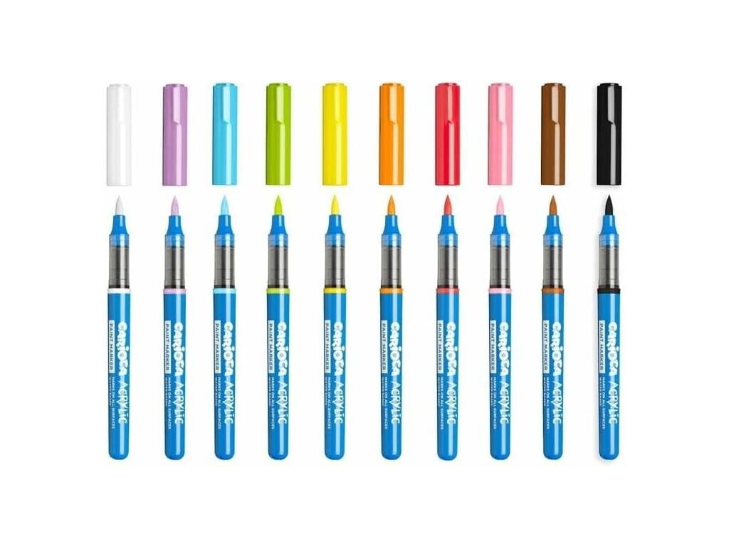 Carioca Acrylic Paint Marker Pack 10 marqueurs pour toutes surfaces