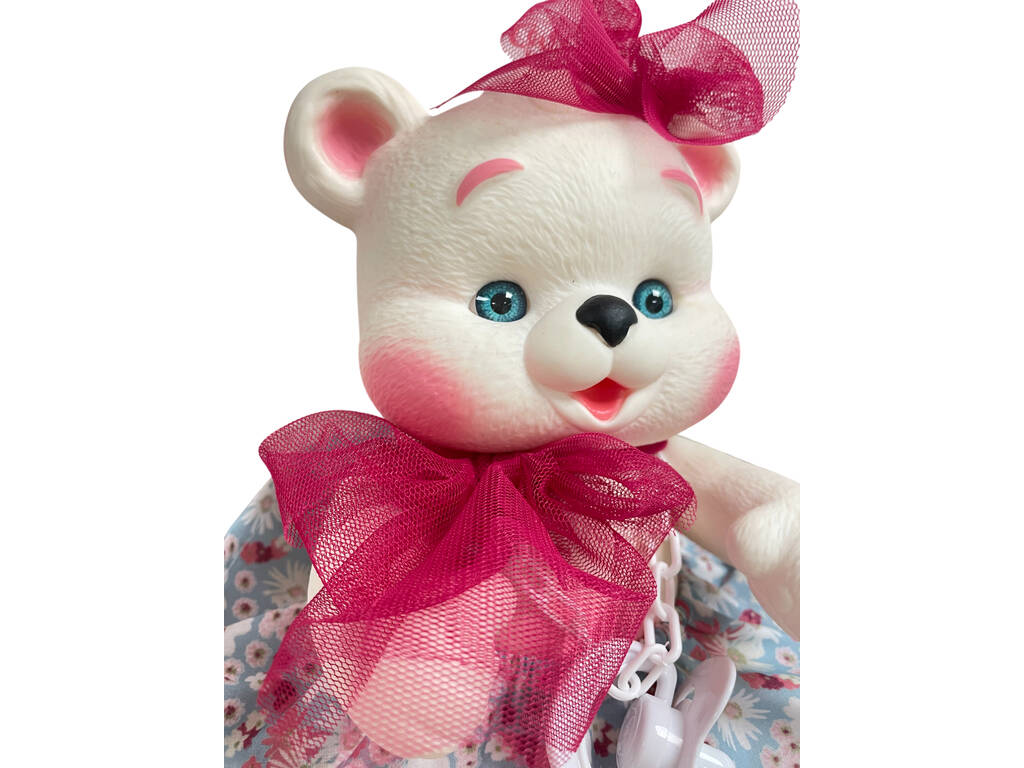 Weiße Bärenpuppe 25 cm mit Blumenrock