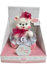 Weiße Bärenpuppe 25 cm mit Blumenrock