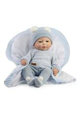 Boneco Bebé Reborn Prematuro Carlos de 38 cm com Manta