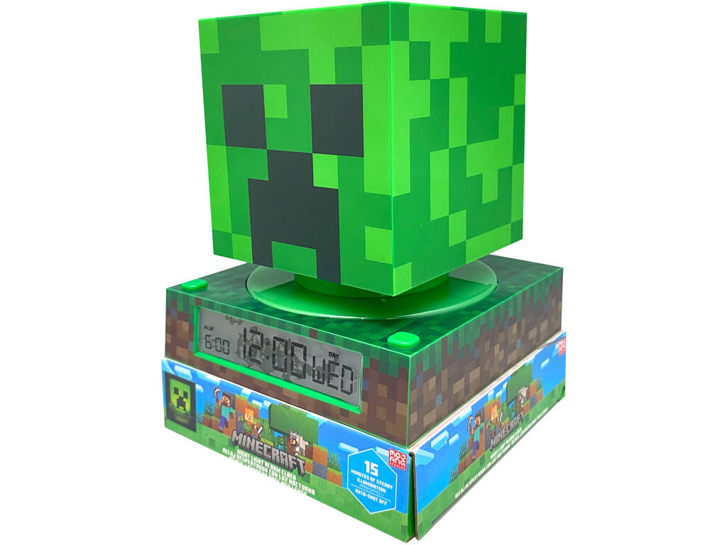 Minecraft Reloj Despertador 3D con Luz Nocturna