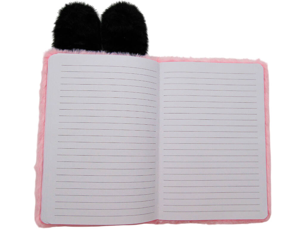 Carnet en peluche A5 lapin rose avec 80 pages