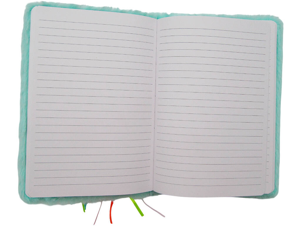 Carnet A5 en peluche licorne bleue avec 80 pages
