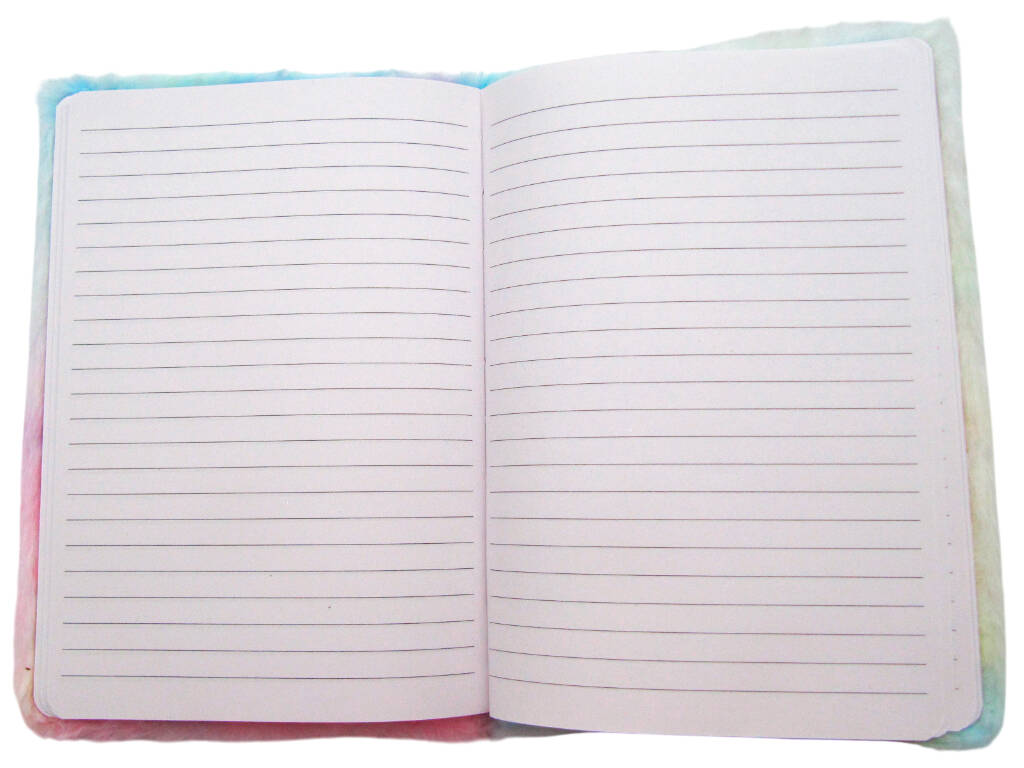 Carnet en peluche A5 chaton rose et bleu avec 80 pages