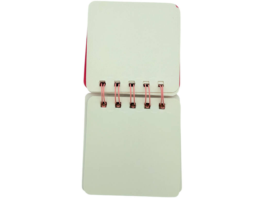 Carnet A7 fuchsia perforé avec 50 pages et 3 épingles décoratives