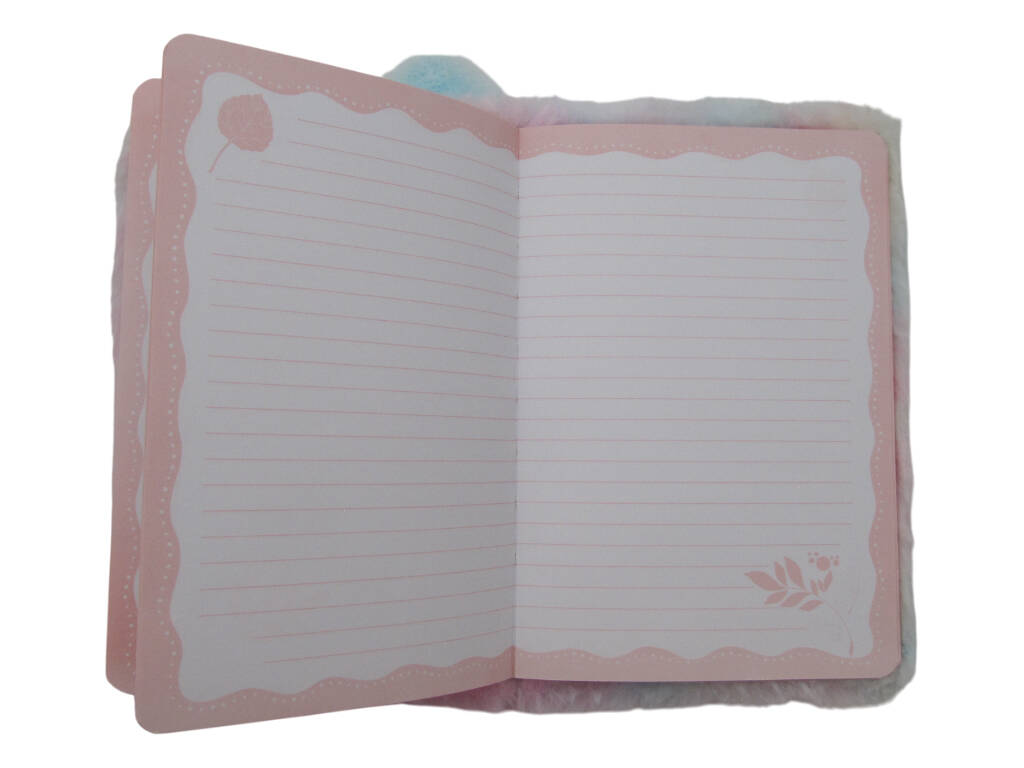 Carnet peluche A5 licorne multicolore avec 80 pages