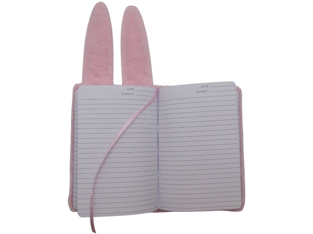 Carnet peluche A5 lapin rose avec 80 pages et intercalaire