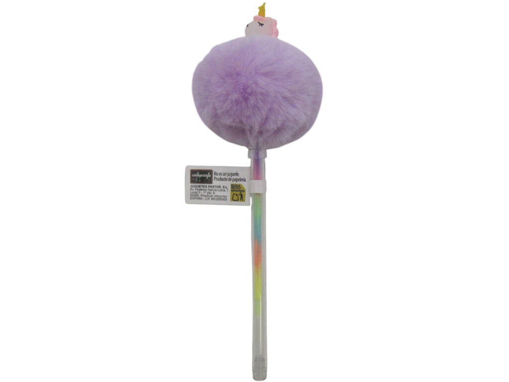 Stylo à bille Multicolore Pompom et Licorne 19 cm