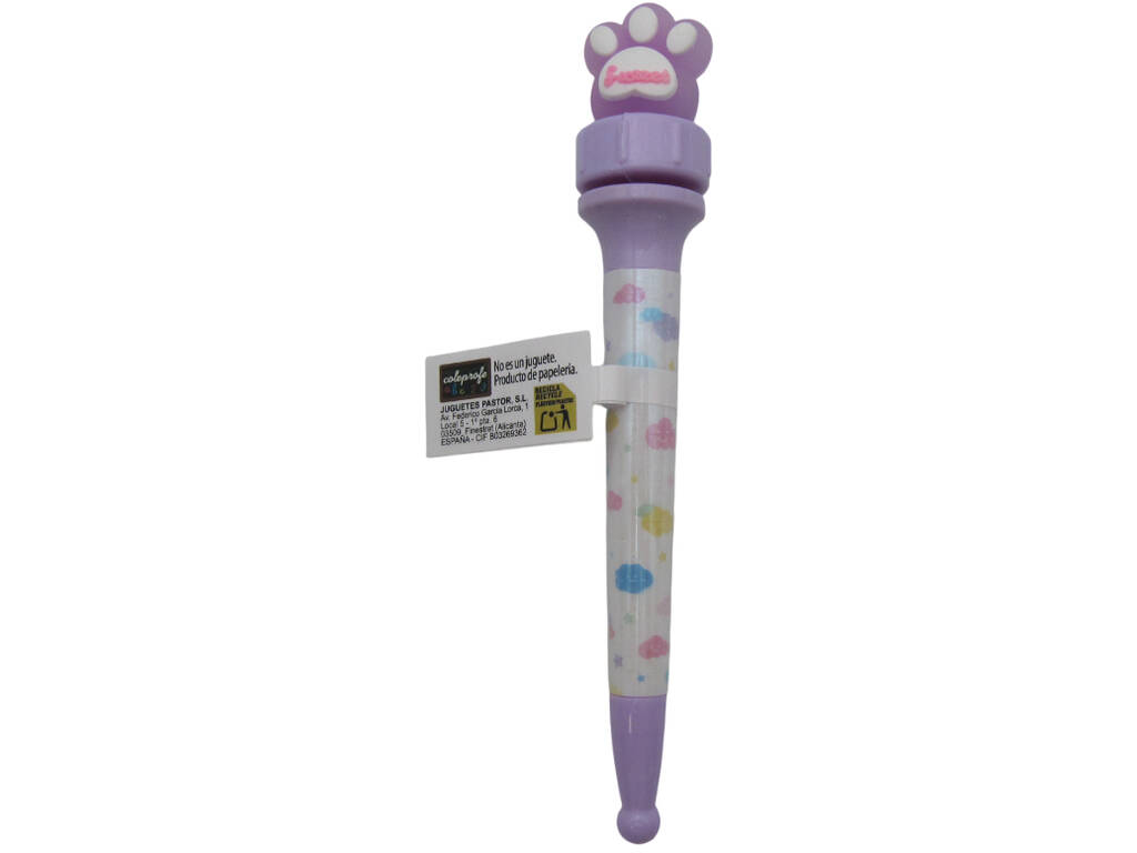 Stylo à bille bleu de 16 cm avec empreinte digitale rotative