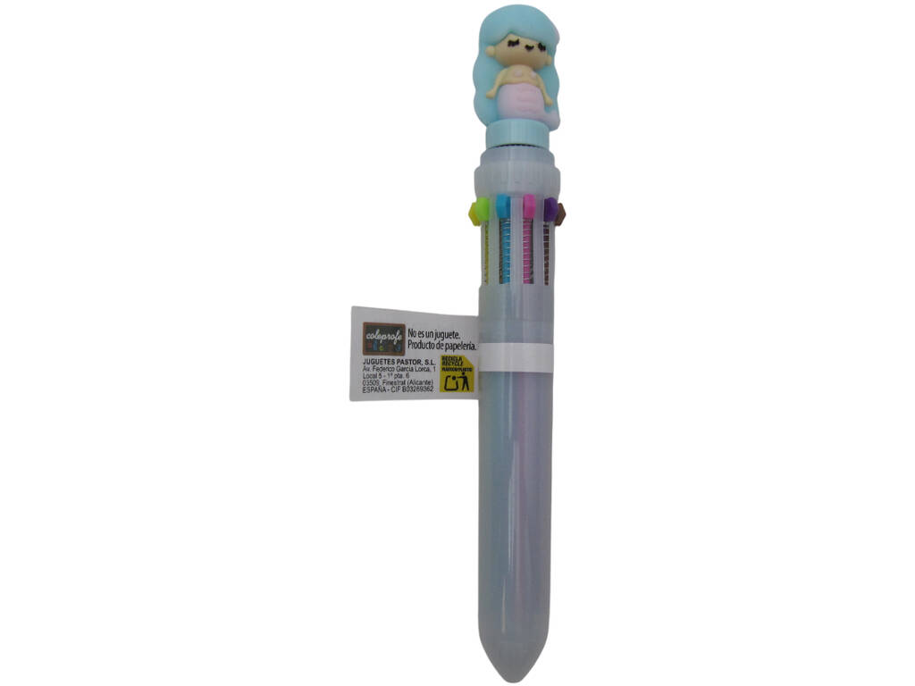 Stylo à bille 10 couleurs avec sirène rotative de 16 cm