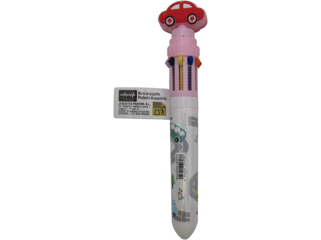 Stylo à bille de 10 couleurs avec voiture rotative de 15 cm