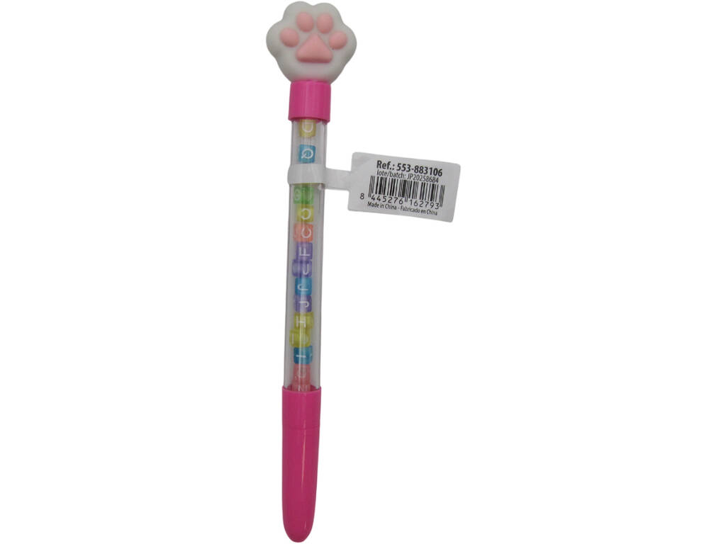 Stylo à bille bleu avec empreinte digitale et perles avec lettrage 18,5 cm