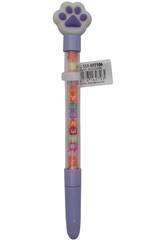 Stylo  bille bleu avec empreinte digitale et perles avec lettrage 18,5 cm