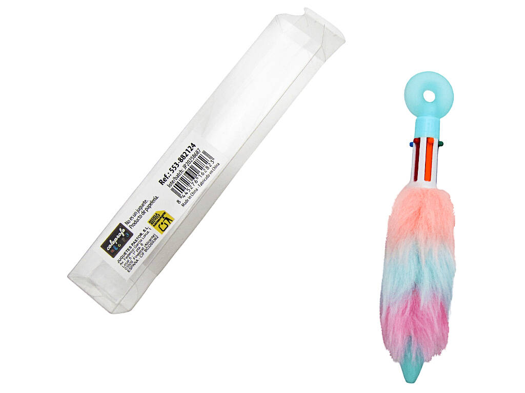 Stylo à bille 6 couleurs avec beignet et fourrure 16,5cm