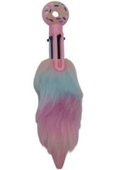 Stylo  bille 6 couleurs avec beignet et fourrure 16,5cm