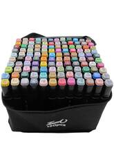 Set 120 feutres couleurs diffrentes avec 2 pointes de 3 et 6,5 mm dans le sac avec poigne