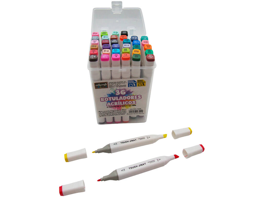 Mallette 36 marqueurs acryliques avec 2 pointes de 3 mm et 6'5 mm