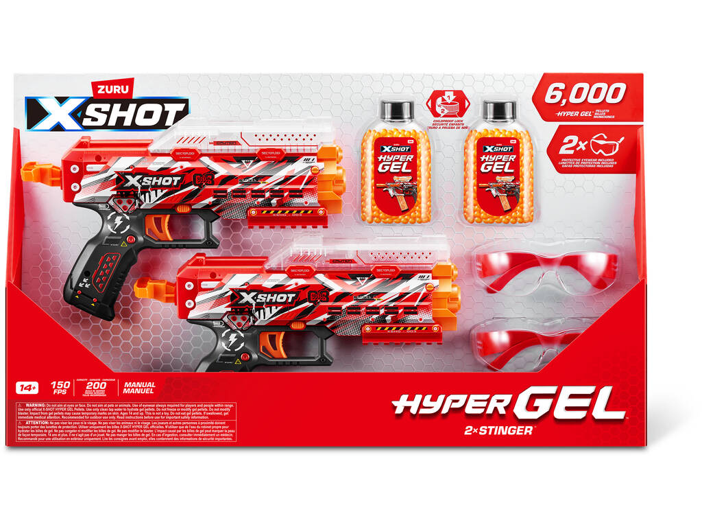 Zuru X-Shot Hyper Gel 2 lanceurs Stinger avec 2 000 munitions gel