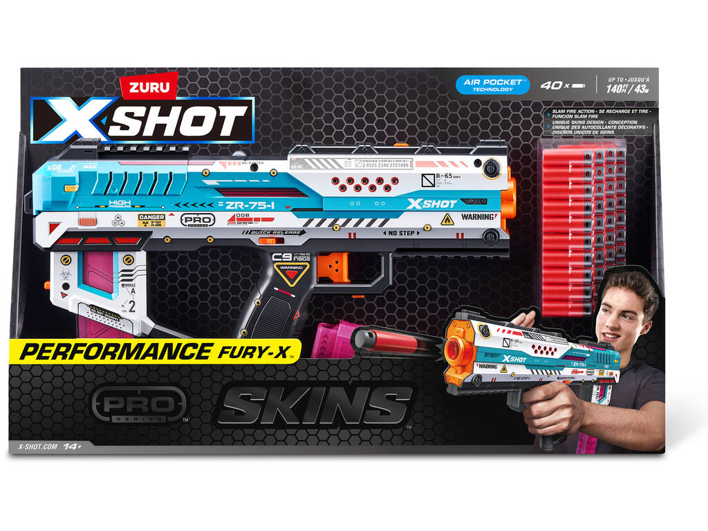 Zuru X-Shot Skins Lanceur Performance Fury-X avec 40 fléchettes