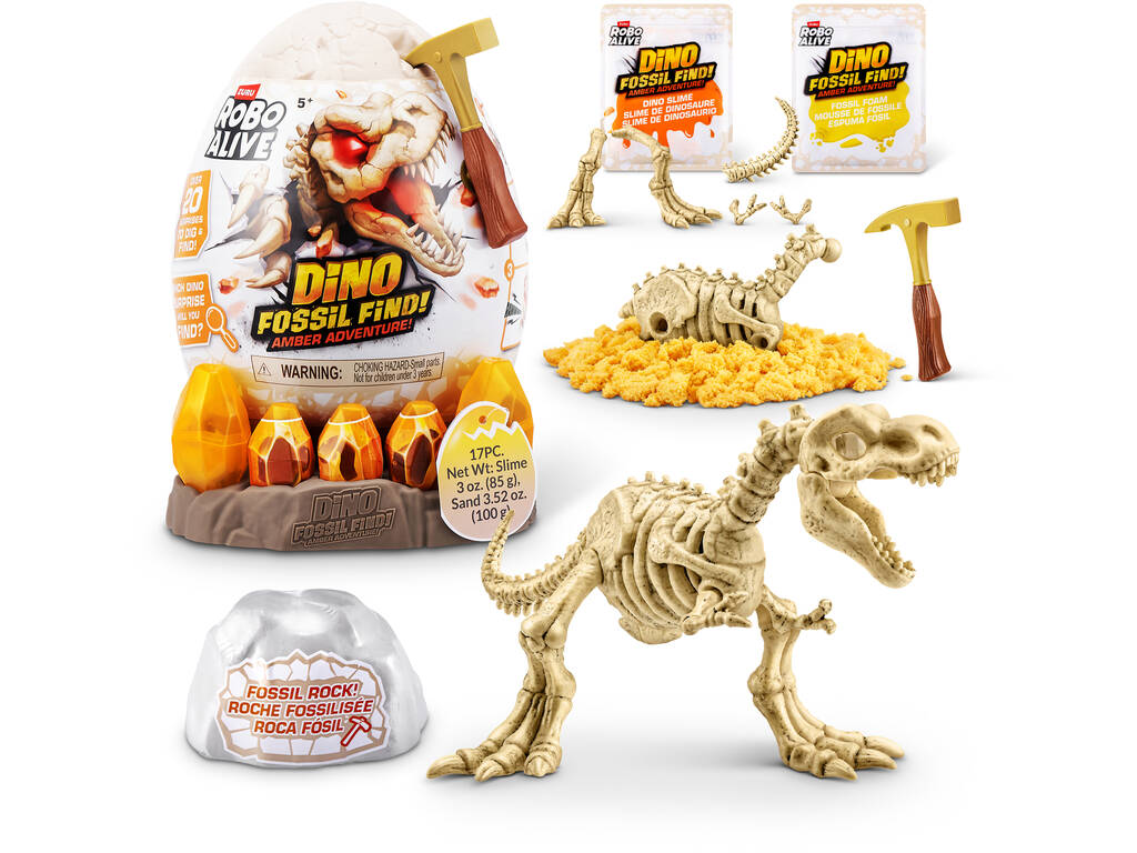 Robo Alive Œuf surprise S1 Dino Fossil Find Amber Adventure