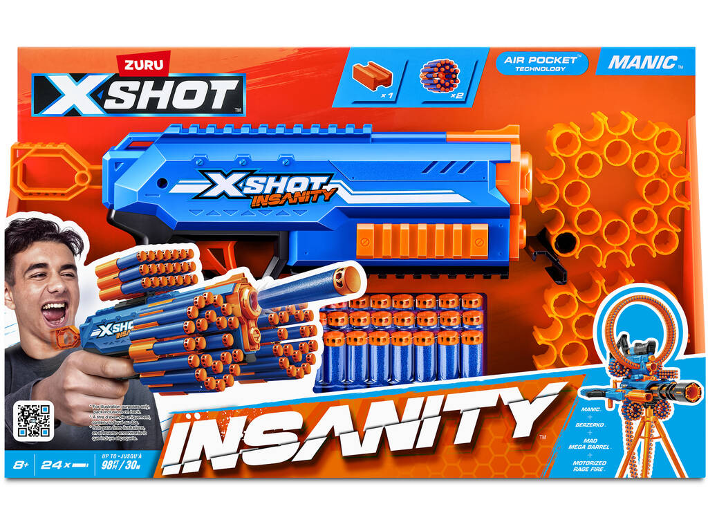 Zuru X-Shot Insanity Lanceur Manic avec 24 fléchettes