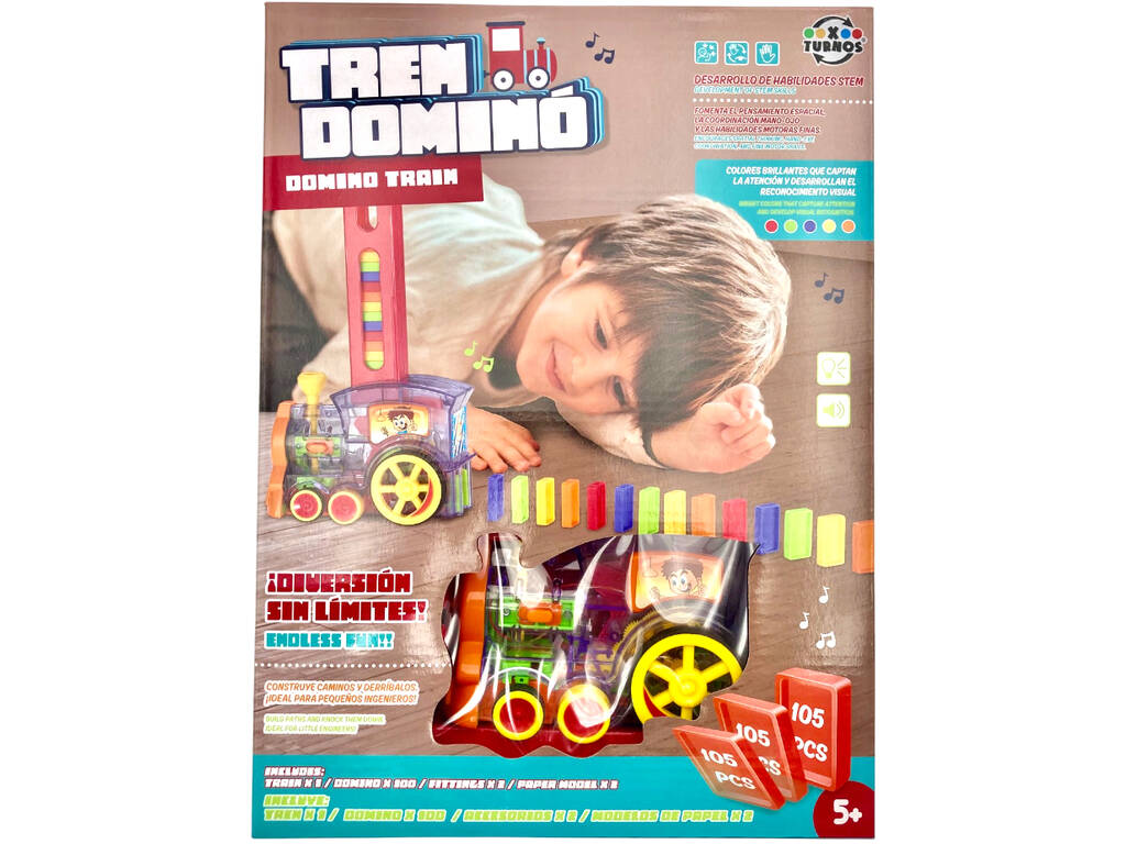 Train Domino avec 100 jetons, lumière et sons