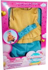 Conjunto de Moda para Boneca Bebé Amarelo e Azul