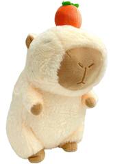 Peluche Capybara beige avec fruit, 33 cm