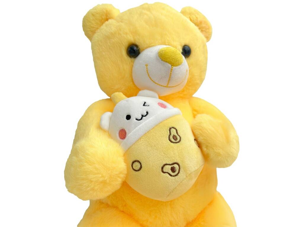 Peluche ours jaune avec verre de 60 cm