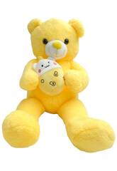 Peluche ours jaune avec verre de 60 cm