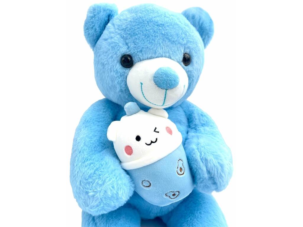 Peluche ours bleu avec verre de 60 cm