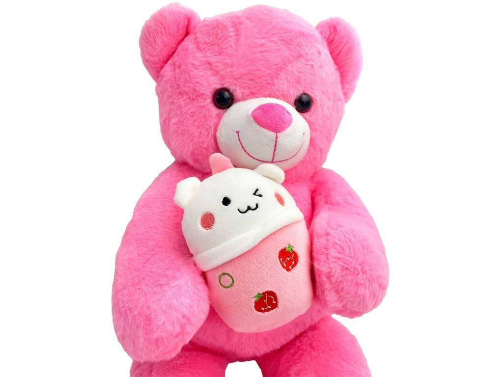 Peluche ours rose clair avec verre de 60 cm