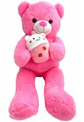 Peluche ours rose clair avec verre de 60 cm