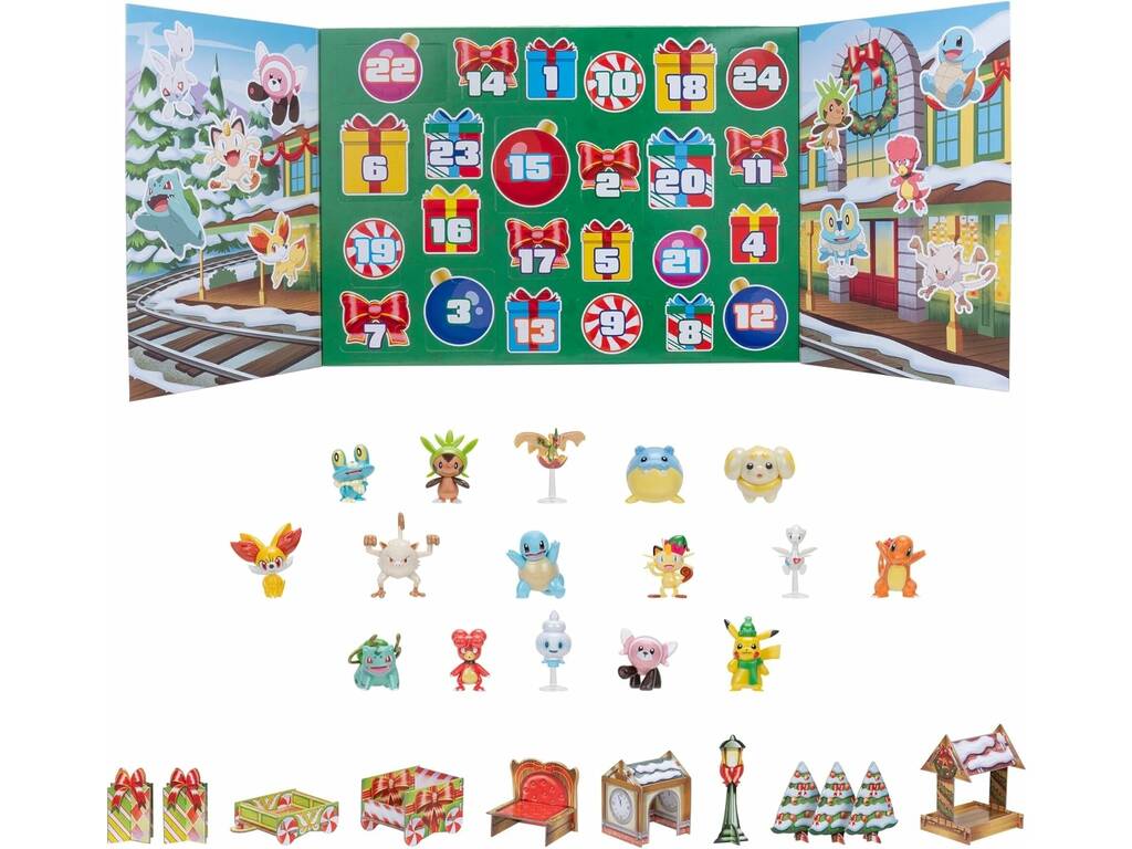 Pokémon Calendario de Adviento con 16 Figuras y 8 Accesorios