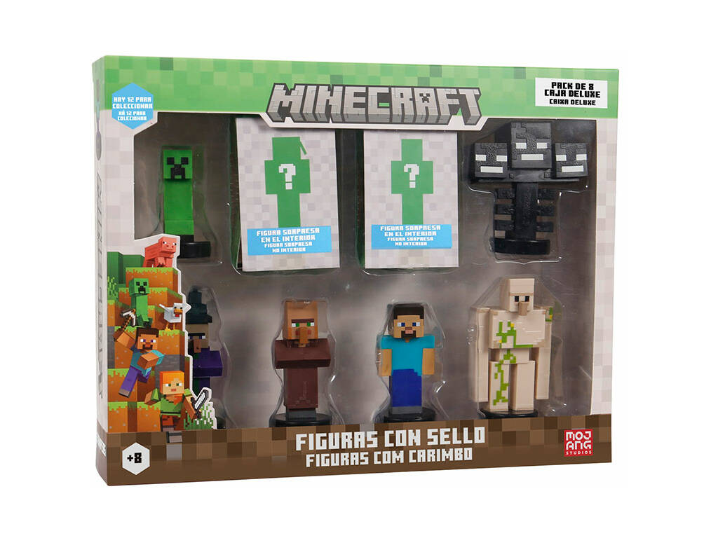Pack Deluxe Minecraft avec 8 figurines avec cachet