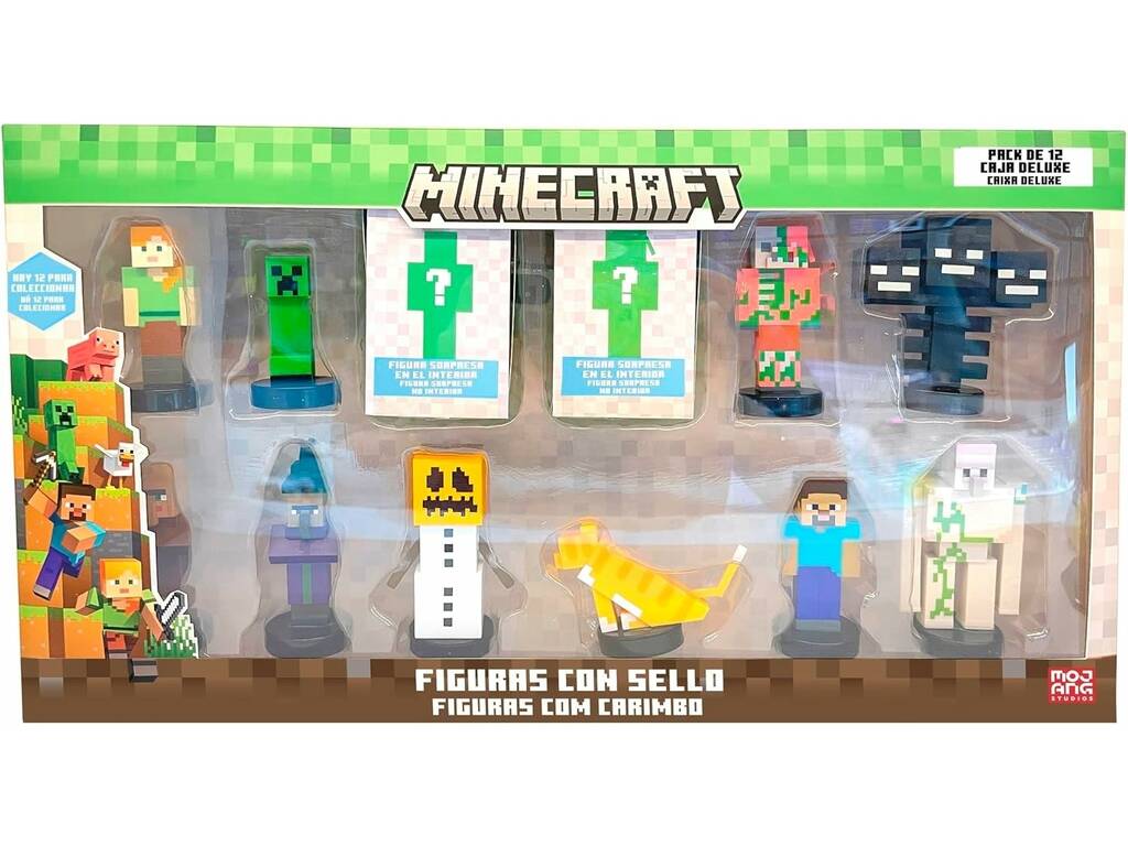 Pack Deluxe Minecraft avec 12 figurines avec cachet