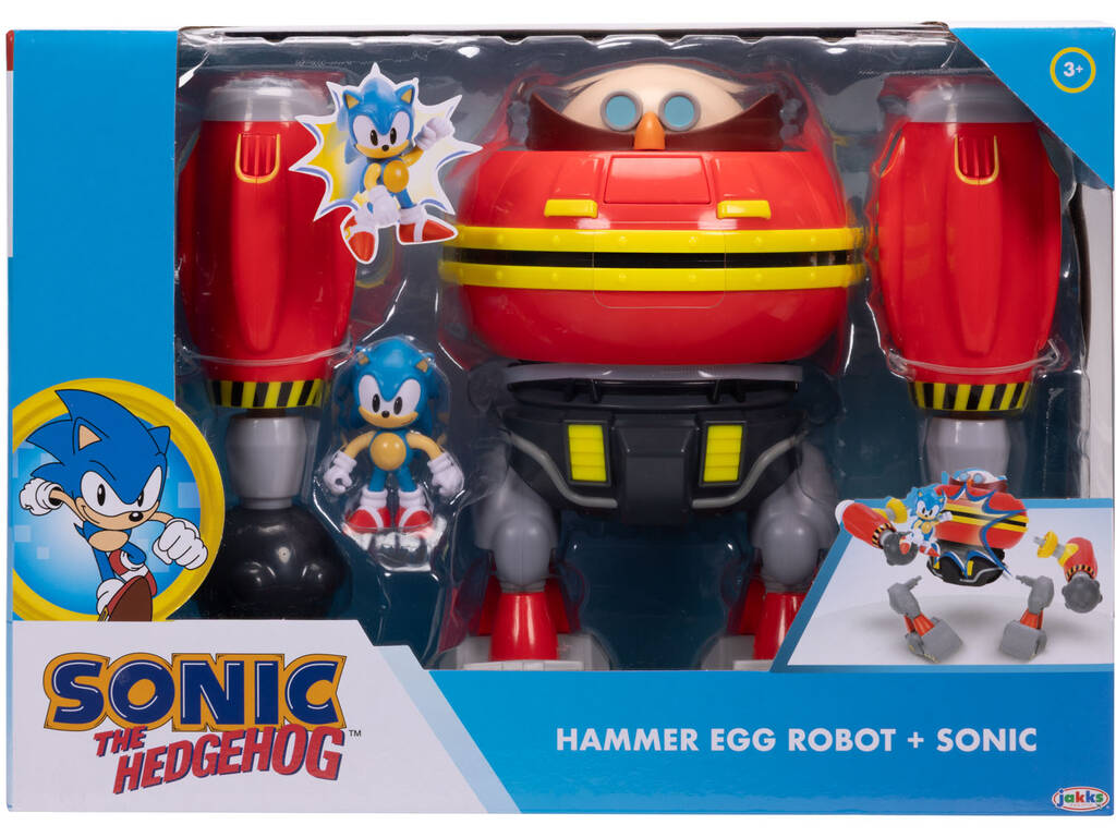 Sonic The Hedgehog Figura Sonic de 6 cm con Hammer Egg Robot de 24 cm