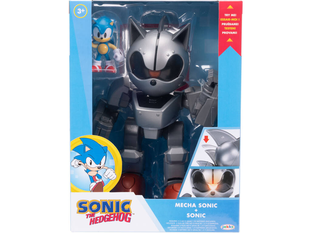 Sonic The Hedgehog Figura Sonic de 6 cm con Giant Mecha Sonic de 22 cm con Luz