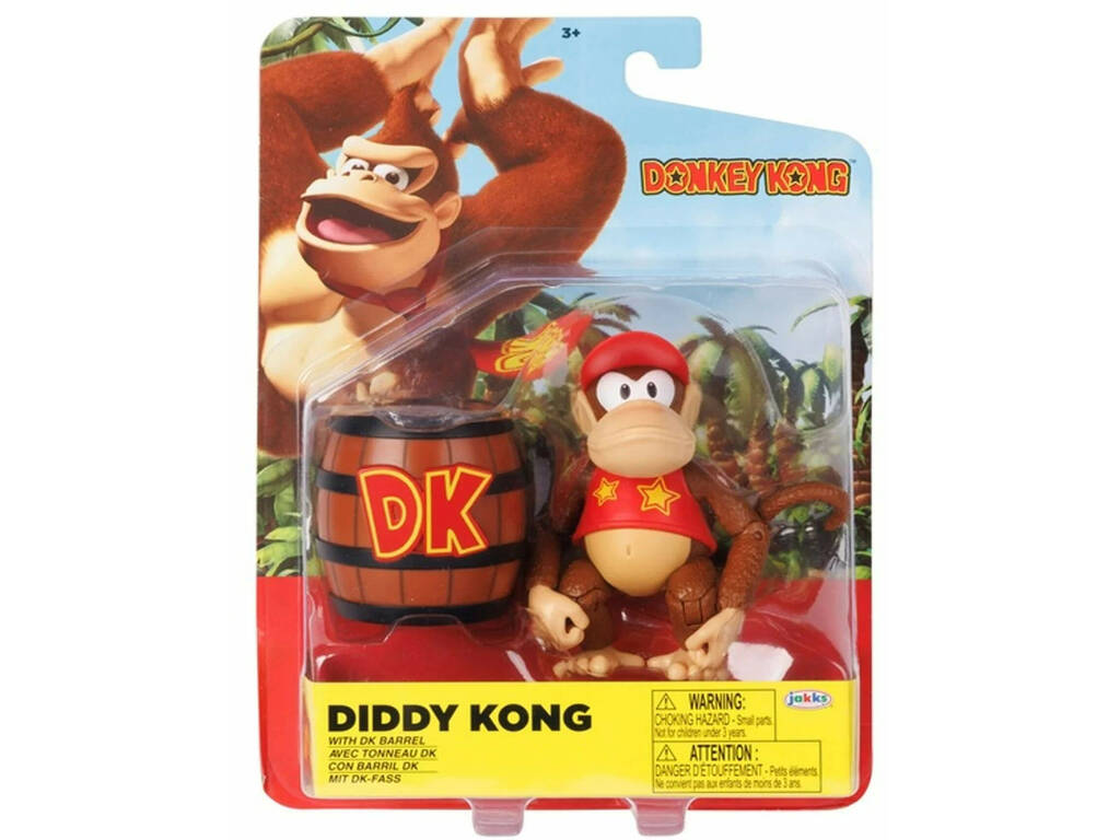 Donkey Kong Figurine Diddy Kong de 10 cm avec tonneau